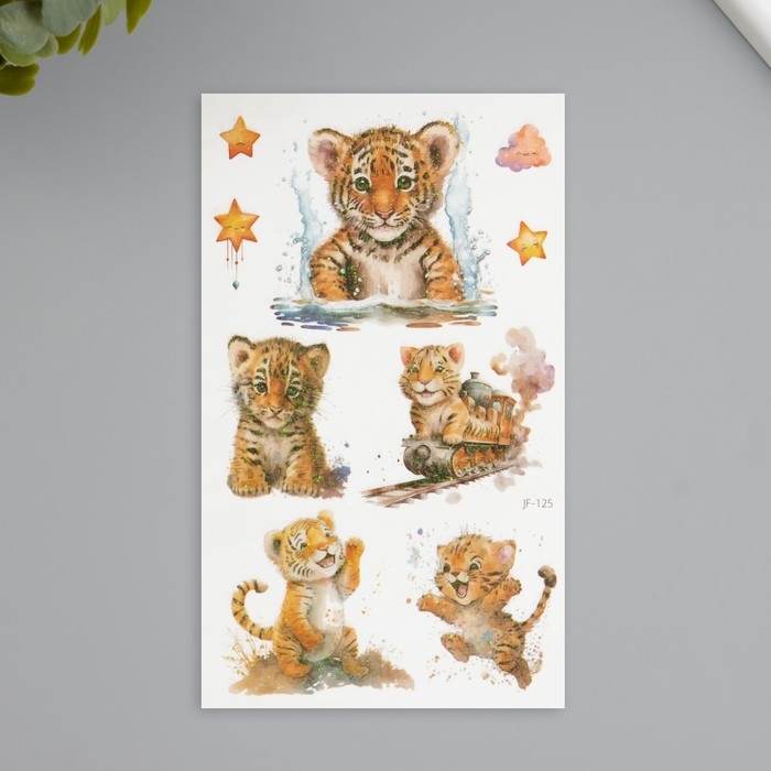 Татуировка на тело фосфорные с блёстками Татуировка на тело фосфорные с блёстками "Тигрёнок" 7,5х12 см