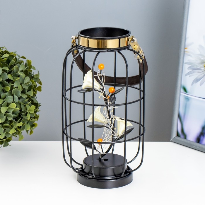 Ночник Ночник "Цветы" LED от батареек ААА чёрный 14х14х27 см RISALUX