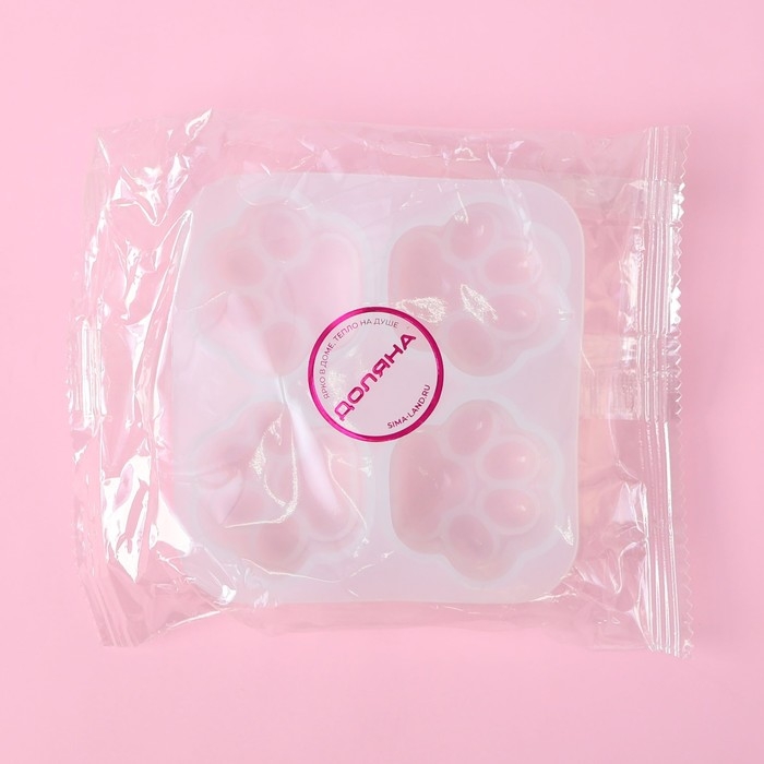 Молд Доляна «Лапки», силикон, 9,5×9×2,5 см, ячейка 4×4 см, цвет белый Молд Доляна «Лапки», силикон, 9,5×9×2,5 см, ячейка 4×4 см, цвет белый