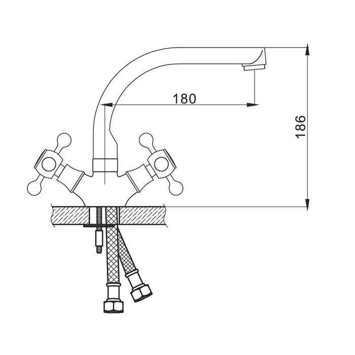 Смеситель для кухни Accoona A5876, двухрычажный, хром Смеситель для кухни Accoona A5876, двухрычажный, хром