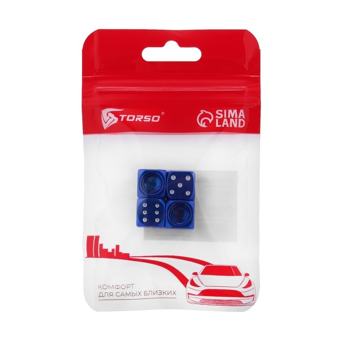 Колпачок на вентиль TORSO кубик, синие, набор 4 шт Колпачок на вентиль TORSO кубик, синие, набор 4 шт