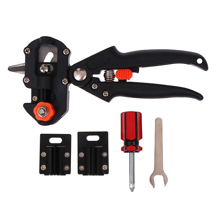 Набор профессиональный: секатор прививочный, 2 насадки, отвёртка, гаечный ключ, в чехле, Greengo Набор профессиональный: секатор прививочный, 2 насадки, отвёртка, гаечный ключ, в чехле, Greengo