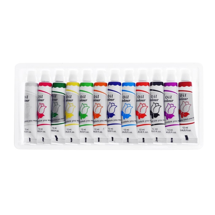 Краски масляные, 12 цветов, в пластиковой тубе, 12 мл, в картонной коробке Краски масляные, 12 цветов, в пластиковой тубе, 12 мл, в картонной коробке