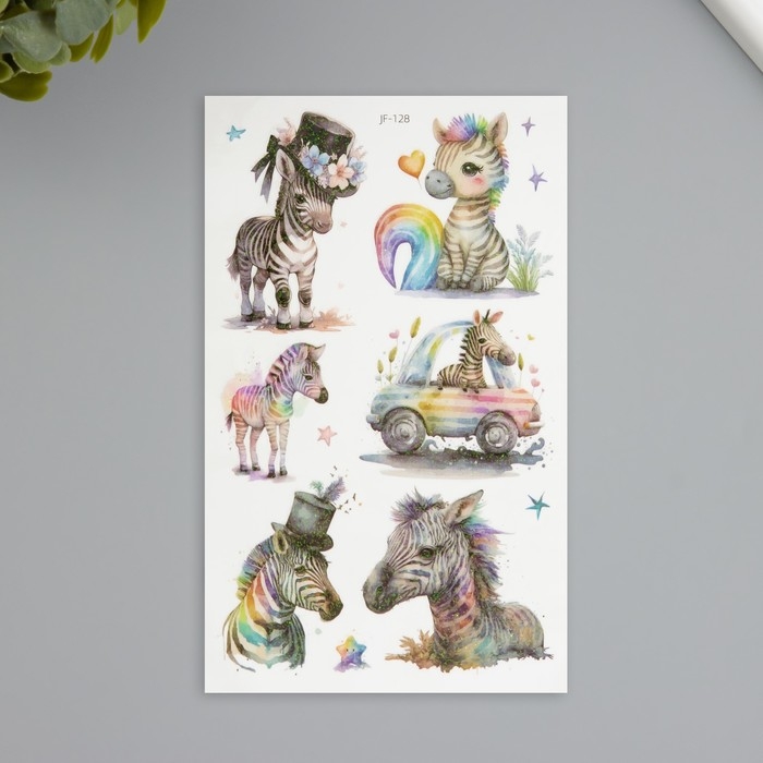 Татуировка на тело фосфорные с блёстками Татуировка на тело фосфорные с блёстками "Зебра" 7,5х12 см