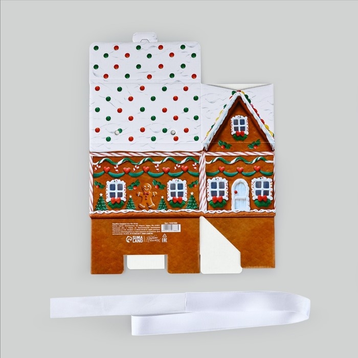 Коробка подарочная новогодняя складная « Пряничный домик », 15 х 18 х 10 см, Новый год Коробка подарочная новогодняя складная « Пряничный домик », 15 х 18 х 10 см, Новый год