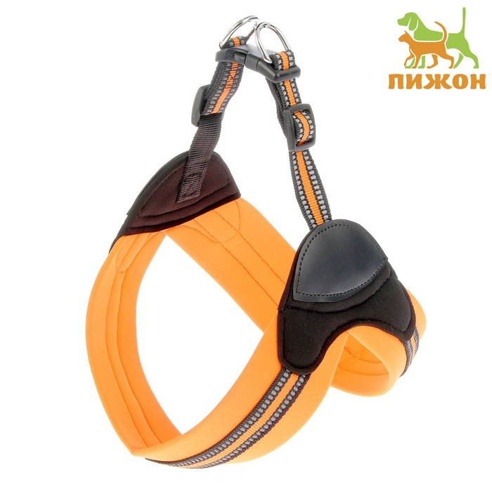 Шлейка супермягкая со светоотражающей прошивкой, обхват 62-69 см, оранжевая Шлейка супермягкая со светоотражающей прошивкой, обхват 62-69 см, оранжевая