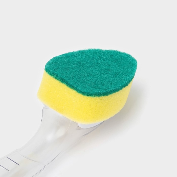 Губка для посуды Доляна, с ручкой дозатором, поролон, абразивное покрытие, 24×5,5×8 см Губка для посуды Доляна, с ручкой дозатором, поролон, абразивное покрытие, 24×5,5×8 см