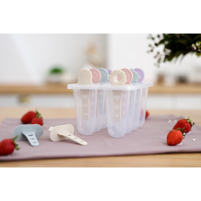 Форма для мороженого Доляна «Леденец», 15×12×12 см, 8 ячеек, цвет МИКС Форма для мороженого Доляна «Леденец», 15×12×12 см, 8 ячеек, цвет МИКС