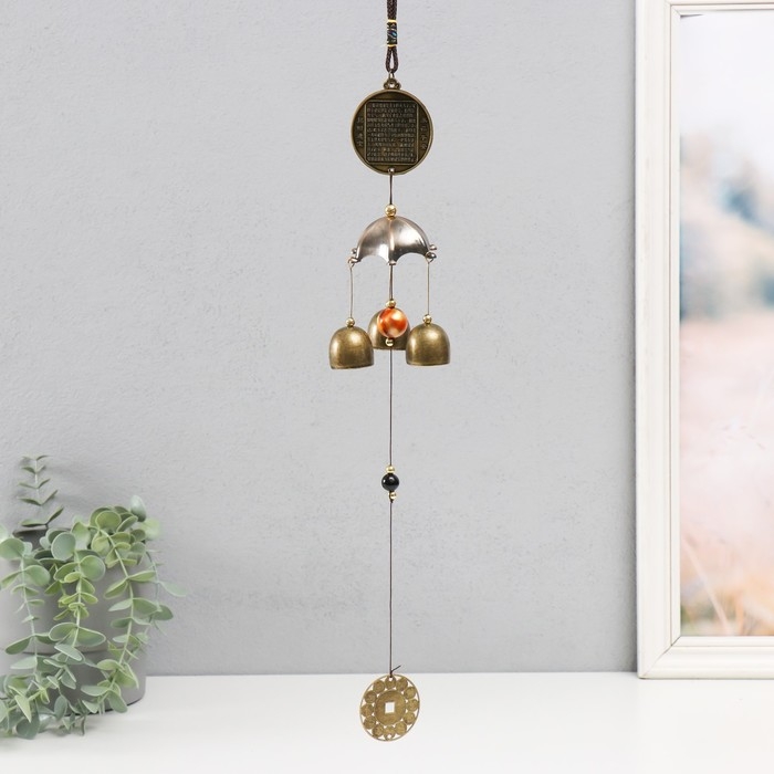 Музыка ветра Музыка ветра "Дракон на монете" 3 колокольчика + 1 подвеска 46 см
