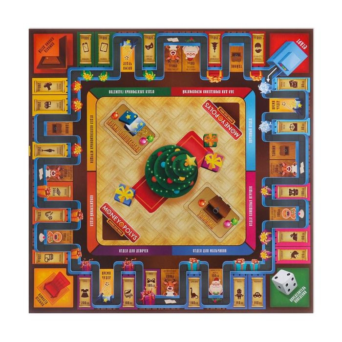 Новогодняя настольная игра «Новый год: MONEY POLYS. Фабрика Деда Мороза», 60 карт, 44 фигурки, 6 фишек, 2 кубика, 10+ Новогодняя настольная игра «Новый год: MONEY POLYS. Фабрика Деда Мороза», 60 карт, 44 фигурки, 6 фишек, 2 кубика, 10+