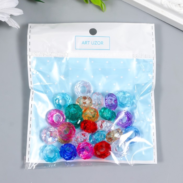 Бусины для творчества пластик Бусины для творчества пластик "Колечко кристалл с гранями" прозр. цвет. 20 гр 0,8х1,4х1,4 см