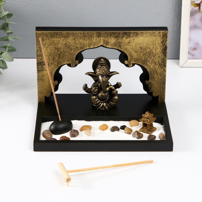 Сад камней Дзен  Сад камней Дзен "Ганеша во дворце" песок 14х21х16 см
