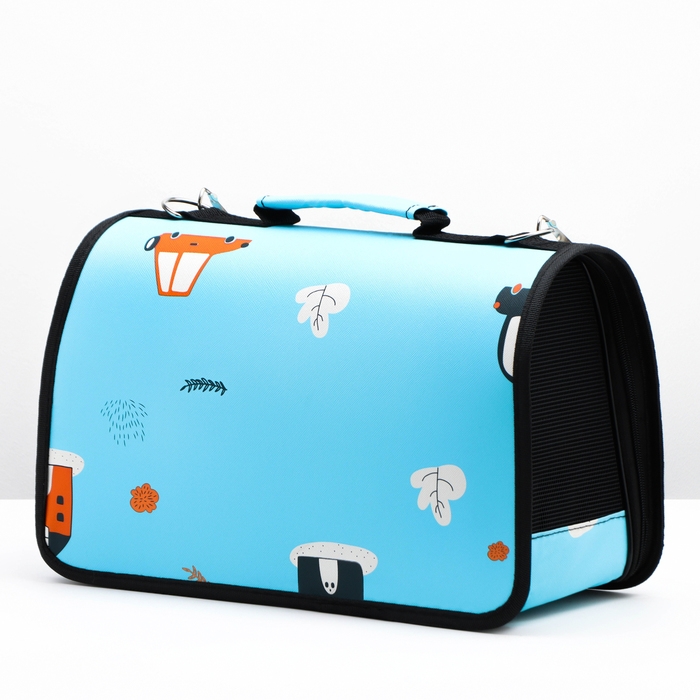 Сумка - переноска для животных  Сумка - переноска для животных "Путешественник", голубая, размер S, 37,5 х 17 х 22 см
