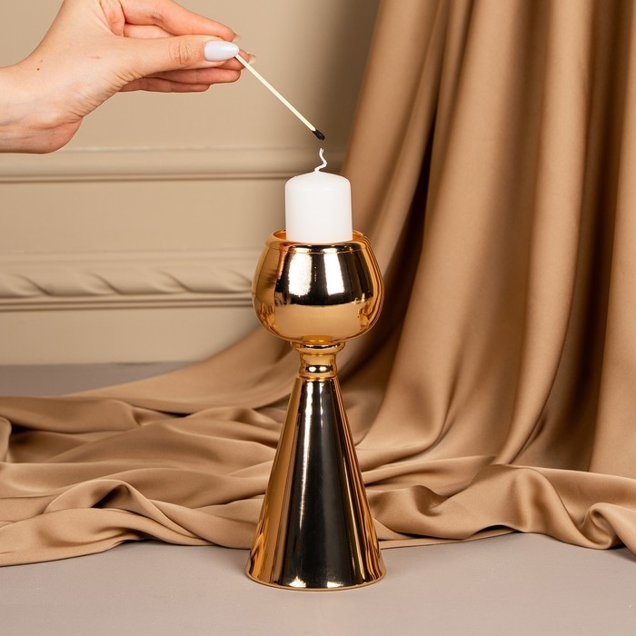 Подсвечник металл на 1 свечу «Гиацинт» цвет золото 8 х 8 х 21 см Подсвечник металл на 1 свечу «Гиацинт» цвет золото 8 х 8 х 21 см