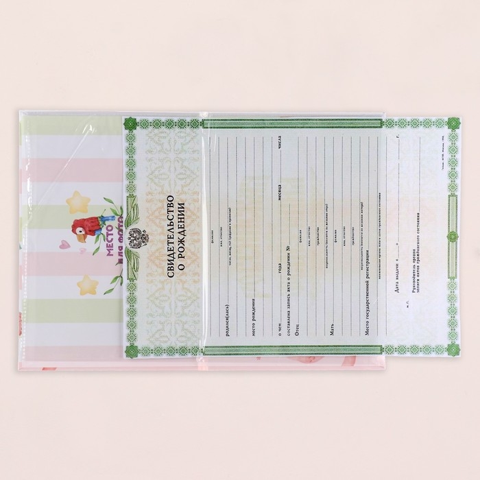 Папка под свидетельство о рождении  Папка под свидетельство о рождении "Весёлые зверята" жираф, А5