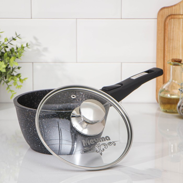 Ковш «Гранит Stаr», 1,7 л, съёмная ручка, стеклянная крышка, антипригарное покрытие, цвет тёмно-синий Ковш «Гранит Stаr», 1,7 л, съёмная ручка, стеклянная крышка, антипригарное покрытие, цвет тёмно-синий