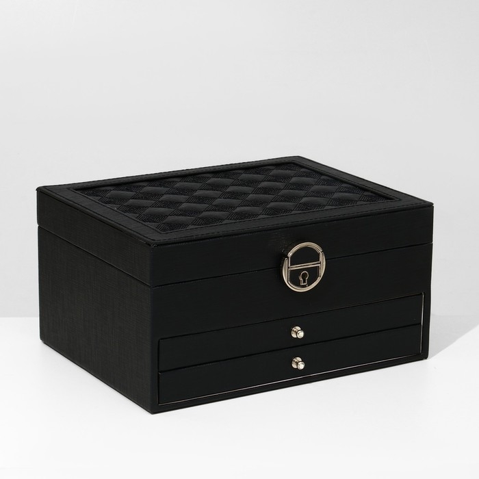 Подставка для украшений «Шкатулка» раздвижная с зеркалом, 22×17×11,5, цвет чёрный Подставка для украшений «Шкатулка» раздвижная с зеркалом, 22×17×11,5, цвет чёрный