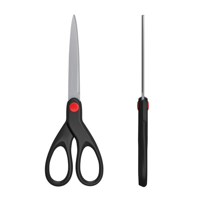 Ножницы ErichKrause Unity, 18 см, дугообразная форма, двойная заточка лезвий, ударопрочный пластик, блистер, чёрные Ножницы ErichKrause Unity, 18 см, дугообразная форма, двойная заточка лезвий, ударопрочный пластик, блистер, чёрные