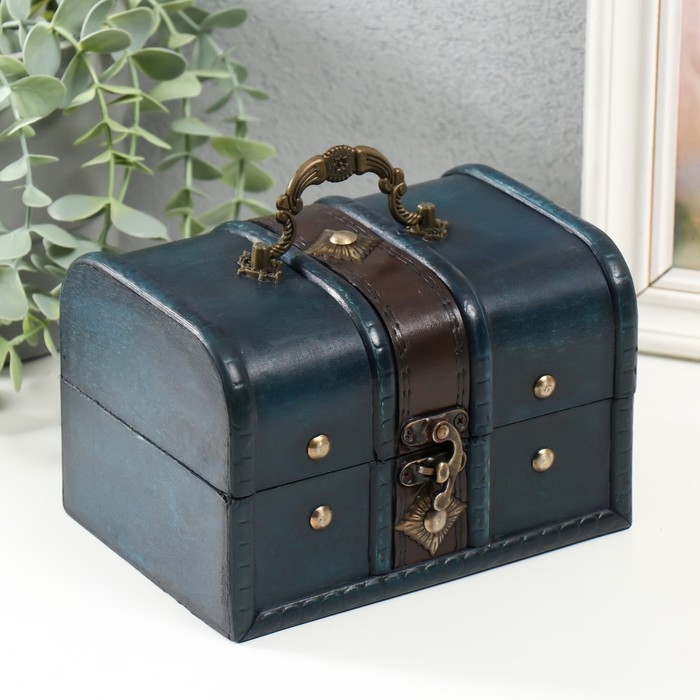 Шкатулка дерево  Шкатулка дерево "Ромб" набор 2 шт ярко-синяя 7,8х11,8х8 см 11х15,7х11,5 см