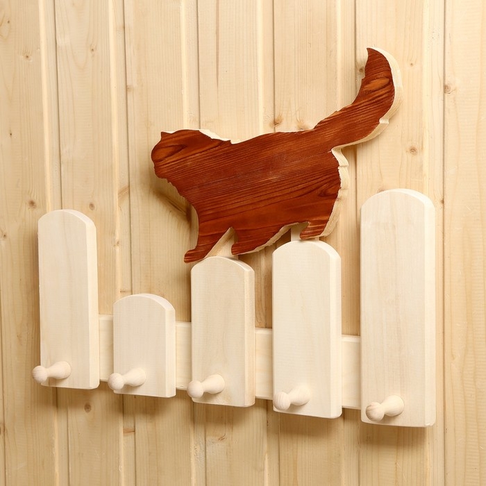 Вешалка Вешалка "Котёнок", 5 крючков, 45х35х8 см