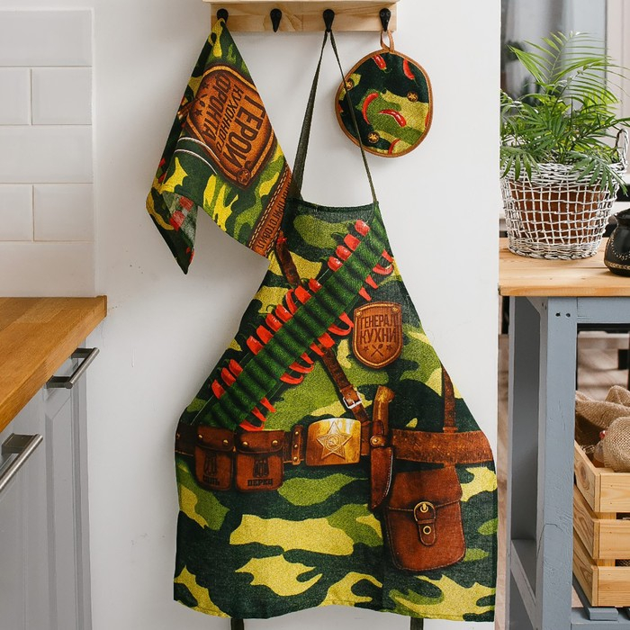 Фартук Фартук "Доляна" Генерал кухни, 60х70 см, 100% хлопок, рогожка