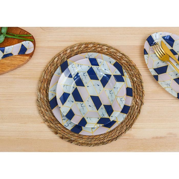 Тарелка стеклянная Доляна &laquo;Розовый мрамор&raquo;, d=20 см