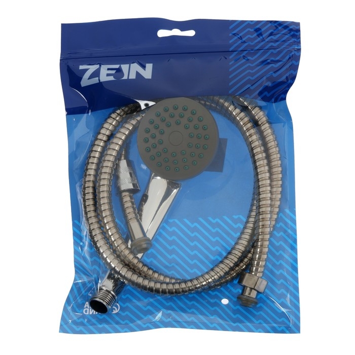 Набор для душа ZEIN Z0101, шланг 150 см, гайки металл, лейка 1 режим Набор для душа ZEIN Z0101, шланг 150 см, гайки металл, лейка 1 режим
