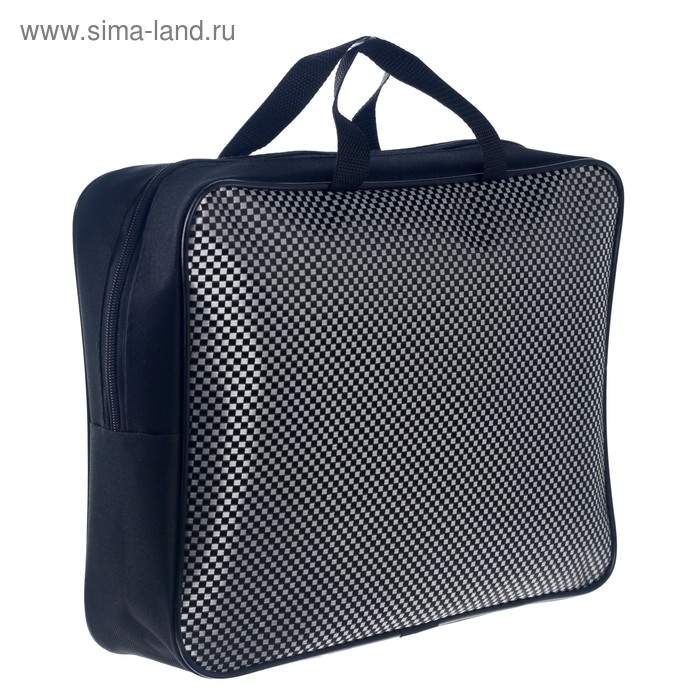 Папка с ручками А4, 360 х 270 х 80 мм, текстильная, ручка-тесьма Папка с ручками А4, 360 х 270 х 80 мм, текстильная, ручка-тесьма "Чёрные шашки" 3Ш48 9582