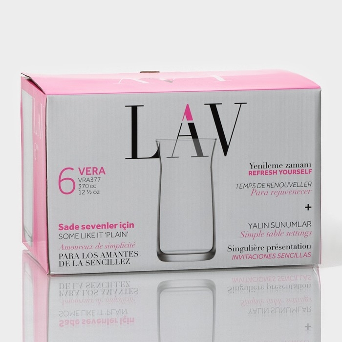 Набор стеклянных стаканов Lav «Вера», 370 мл, 13,5×7 см, 6 шт