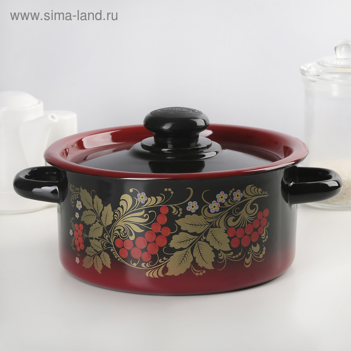 Кастрюля эмалированная, 2 л, ручка МИКС