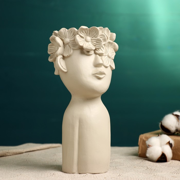 Кашпо - ваза Кашпо - ваза "Мальчик с венком" бежевое, 23*10*12см