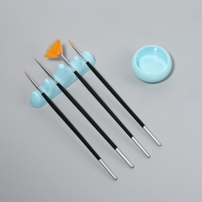 Подставка для маникюрных кистей и баночка для ликвида, цвет голубой Подставка для маникюрных кистей и баночка для ликвида, цвет голубой