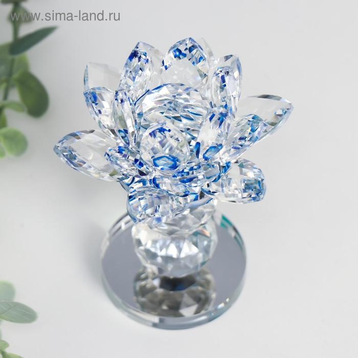 Сувенир стекло  Сувенир стекло "Лотос на пьедестале" вращается, голубой 10,5х8,5х8,5 см