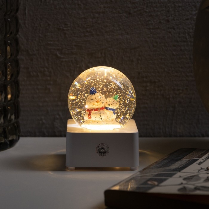 Светодиодная фигура «Шар со снеговиком и медведем» 10 × 14.3 × 10 см, пластик, USB, свечение тёплое белое Светодиодная фигура «Шар со снеговиком и медведем» 10 × 14.3 × 10 см, пластик, USB, свечение тёплое белое
