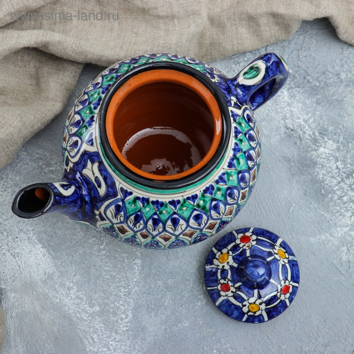 Чайник Риштанская Керамика  Чайник Риштанская Керамика "Узоры", 1000 мл, синий