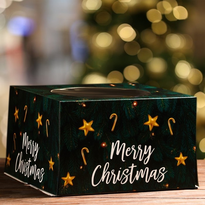 Коробка для торта новогодняя с окном «Merry Christmas», 30 х 30 х 19 см. Новый год Коробка для торта новогодняя с окном «Merry Christmas», 30 х 30 х 19 см. Новый год