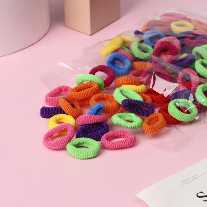 Резинка для волос  Резинка для волос "Махрушка" (набор 100 шт) классика ассорти