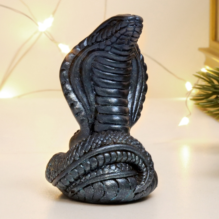 Новый год. Символ 2025. Фигура Новый год. Символ 2025. Фигура "Змея Кобра малая" синий лунный, 6х4х4см