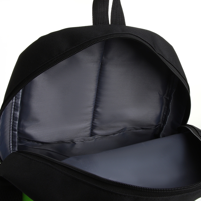 Рюкзак школьный, 2 отдела молнии, 3 кармана, цвет чёрный/зелёный Рюкзак школьный, 2 отдела молнии, 3 кармана, цвет чёрный/зелёный