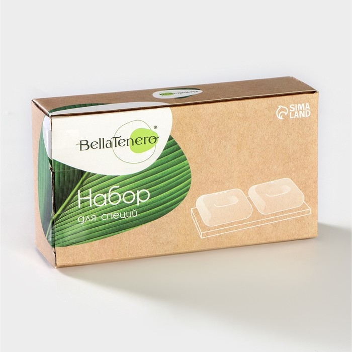 Набор фарфоровый для специй на бамбуковой подставке BellaTenero, 3 предмета: солонка 60 мл, перечница 60 мл, подставка, цвет белый Набор фарфоровый для специй на бамбуковой подставке BellaTenero, 3 предмета: солонка 60 мл, перечница 60 мл, подставка, цвет белый