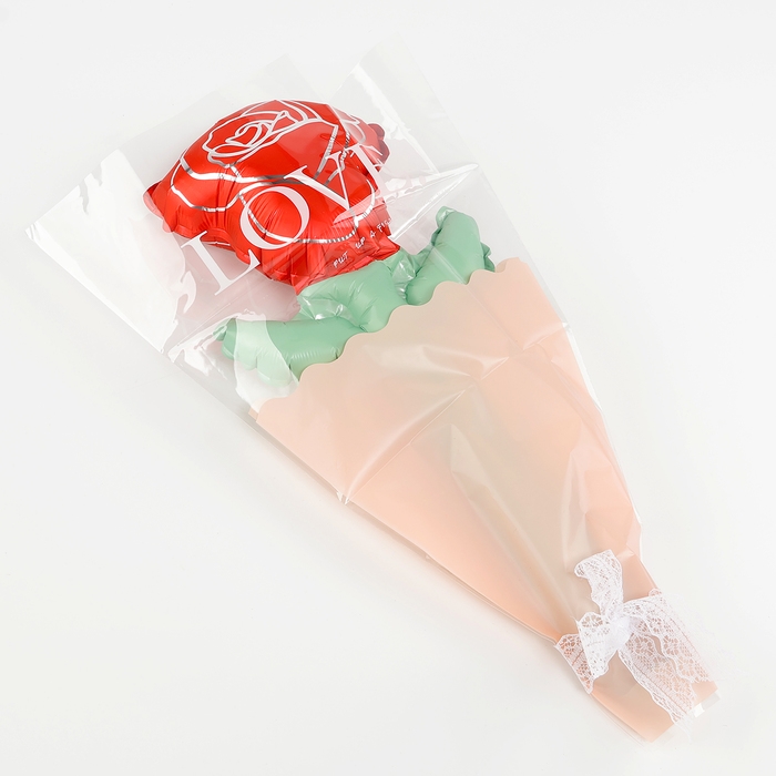 Шар фольгированный 12" &laquo;Красная роза на палочке&raquo;, мини букет