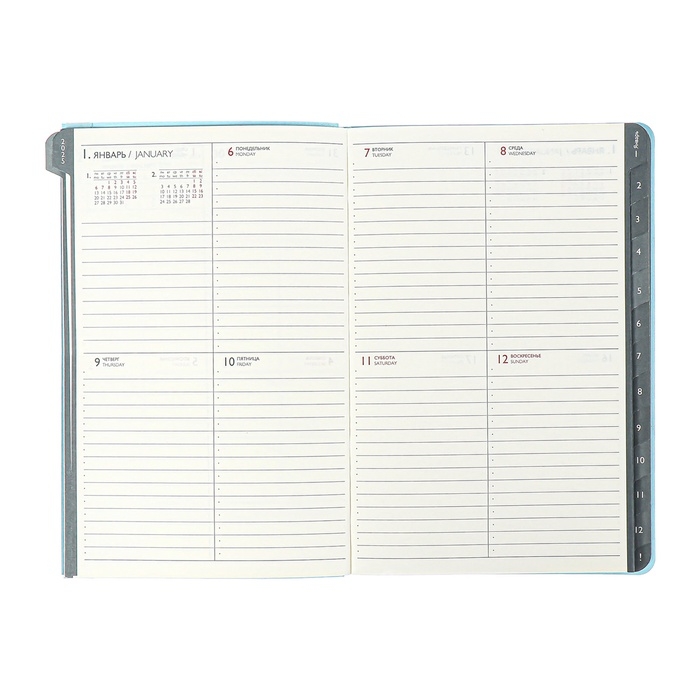 Еженедельник датир 2025г мягк обл иск кож А5 80л ESCALADA, бл тис, кр бл 70 г/м², синий Еженедельник датир 2025г мягк обл иск кож А5 80л ESCALADA, бл тис, кр бл 70 г/м², синий