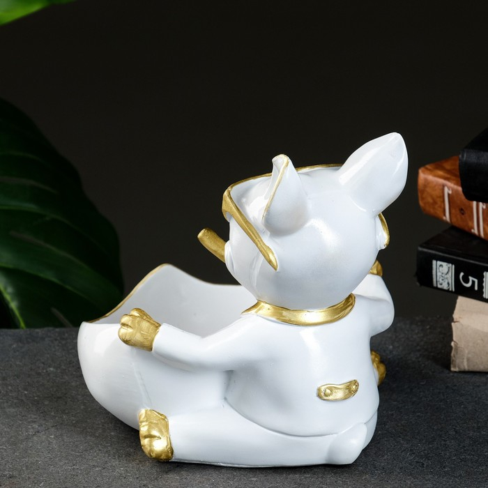 Подставка конфетница Подставка конфетница "Бульдог сидит" белая, 20х18х21см