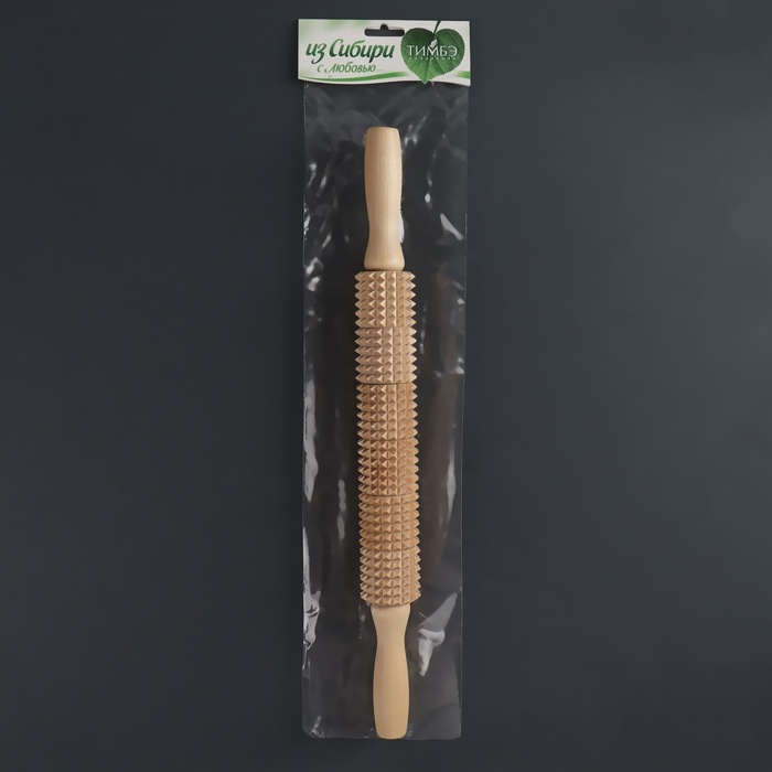 Массажёр «Скалка» для спины, d = 4 × 42 см, деревянный, с шипами Массажёр «Скалка» для спины, d = 4 × 42 см, деревянный, с шипами