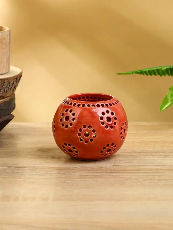 Аромалампа «Шар», 9×9×7 см, керамика, красная