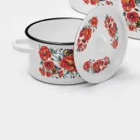 Набор кастрюль эмалированных &laquo;Маки. Мечта&raquo;, 3 предмета: 1.5 л, 2.9 л, 4.5 л, белый