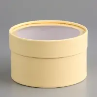 Подарочная коробка круглая &laquo;Крема&raquo; кремовая, завальцованная с окном, 16&times;10 см