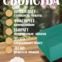 Губка флористическая для живых цветов, букетов &laquo;Оазис Классик&raquo; кирпич, 23&times;11&times;8 см