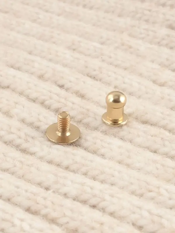 Бирка с кнопкой Hand made, 8&times;1.8 см, 10 шт., цвет золотой, белый