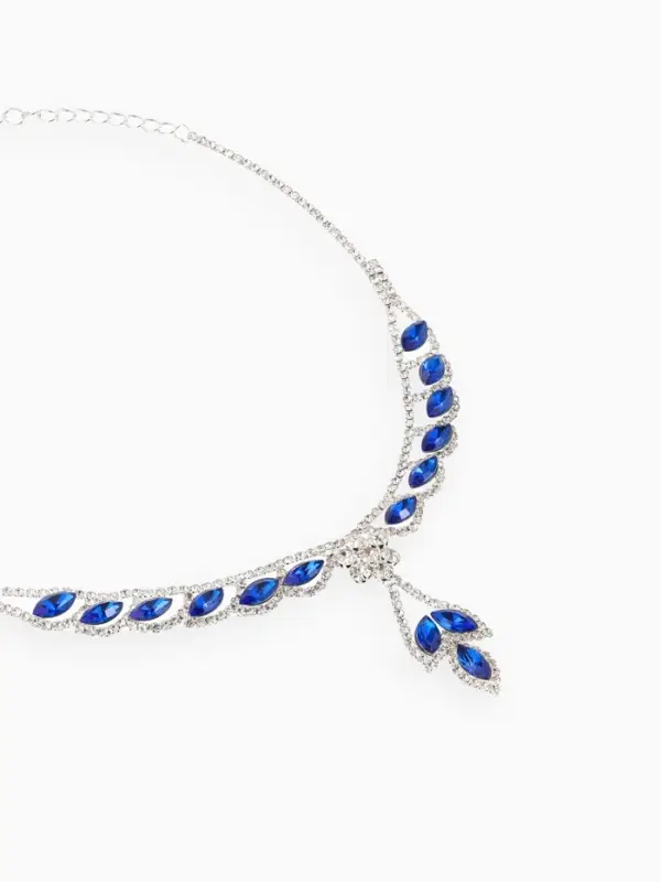 Набор 2 предмета: серьги, колье &laquo;Листопад&raquo;, ромб, сине-белый в серебре, 45 см